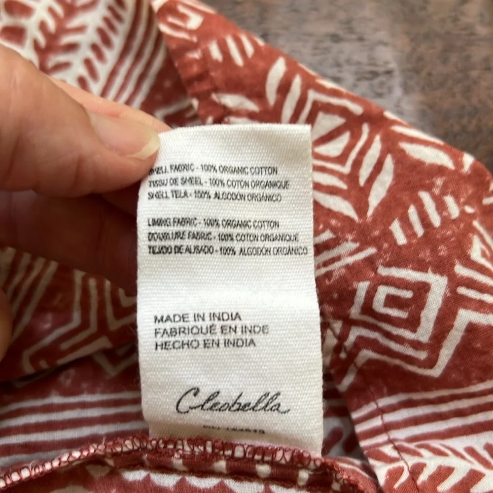 CLEOBELLA Joely Midi Dress Organic Cotton Southwestern Boho Print Rust Copper M - Picture 13 of 13